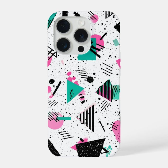 Retro Memphis Geometric Pattern iPhone Case (Back)