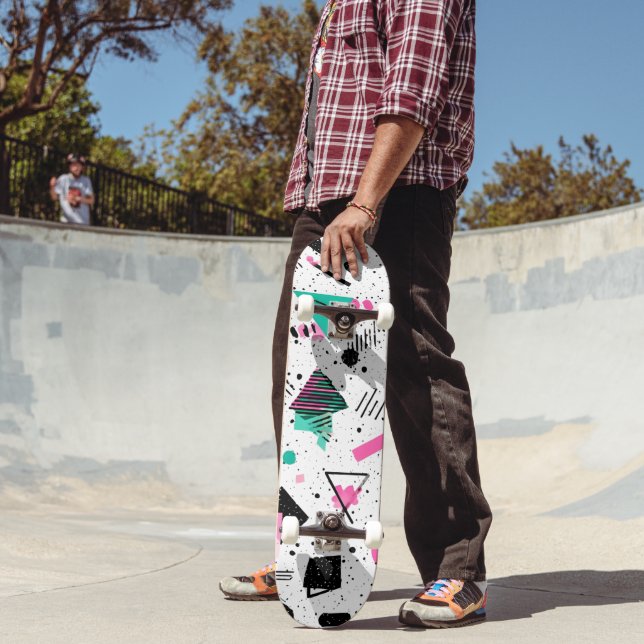 Retro Memphis Geometric Pattern Skateboard (Outdoor 2)