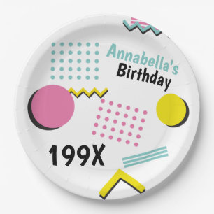 Retro Memphis Pattern 90s Theme Party Paper Plates