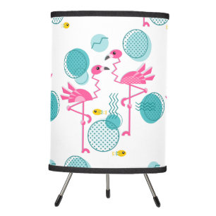 Retro Memphis Style Pink Flamingos ©️studioxtine Tripod Lamp