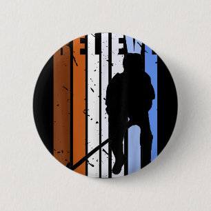Retro Mens Field Hockey Player Birthday Boys Vinta Button
