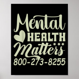 Retro Mental Health S 800-273-8255 Awareness  Poster