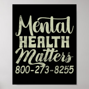 Retro Mental Health S 800-273-8255 Awareness  Poster