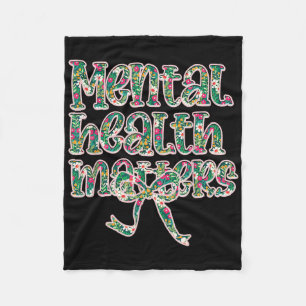 Retro Mental Health S Awareness Floral Coquette Ou Fleece Blanket