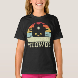 Retro Meowdy Cat Meme Funny Cowboy Cat Hat Gift  T-Shirt