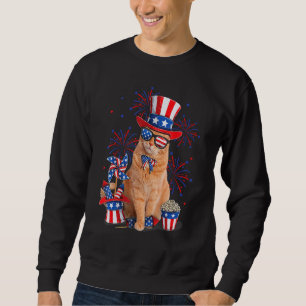 Retro Mericat Cat Sunglasses American Flag  4th Of Sweatshirt
