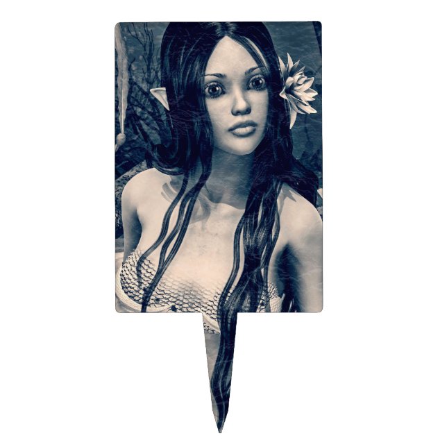 Retro Mermaid Cake Topper (Front)