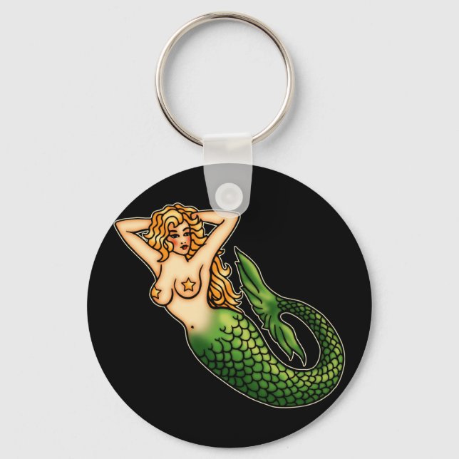 Retro Mermaid Keychain (Front)