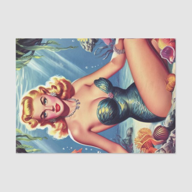 Retro Mermaid Pin Up Tissue Paper (Front)