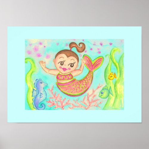 Retro Mermaid Poster