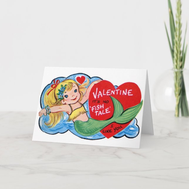 Retro Mermaid Valentine's Day Card (Front)