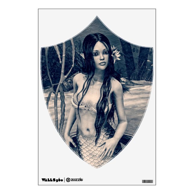 Retro Mermaid Wall Decal (Front)
