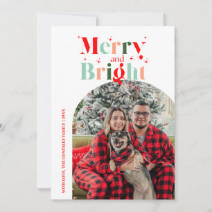 Retro Merry and Bright Arch Photo Christmas Holiday Card