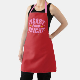 Retro Merry and Bright Holiday Design Apron
