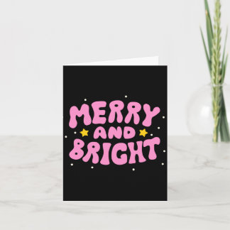 Retro Merry And Bright Holiday Design  Card