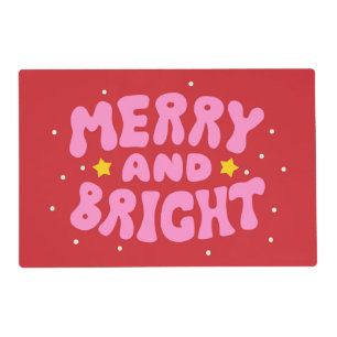Retro Merry and Bright Holiday Design Placemat