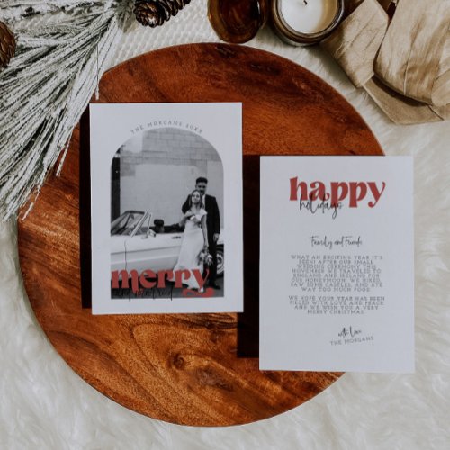 Retro Merry and Married Holiday Card