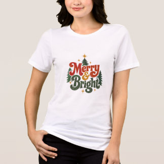 Retro Merry Bright Christmas Tree Pine Vintage Typ Tri-Blend Shirt