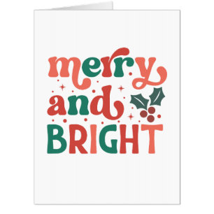 Retro Merry & Bright Christmas Typography Card