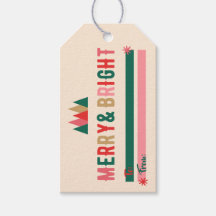 Retro Merry & Bright Gift Tag