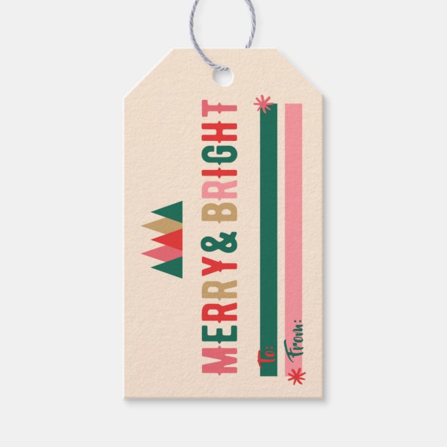 Retro Merry & Bright Gift Tag (Front)