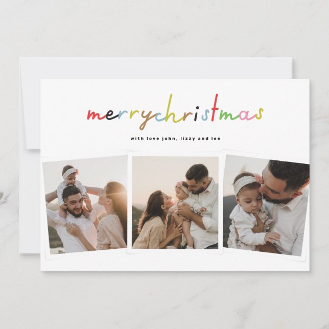 retro merry christmas 4 photo collage happy holiday card (Front)