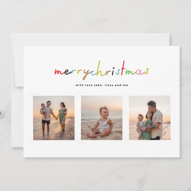 retro merry christmas 6 photo collage happy holiday card (Front)