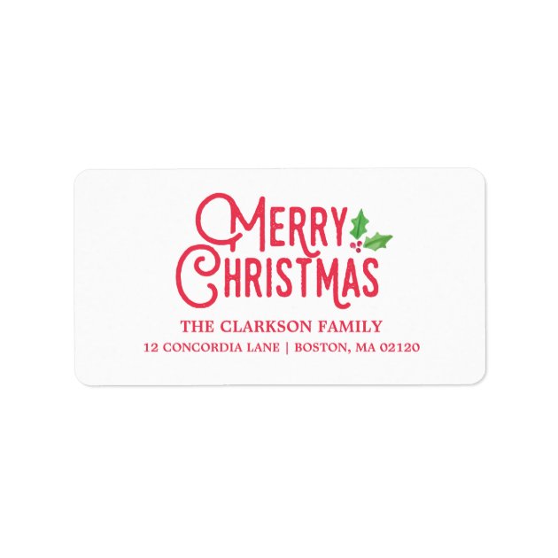 Retro Merry Christmas Address Label