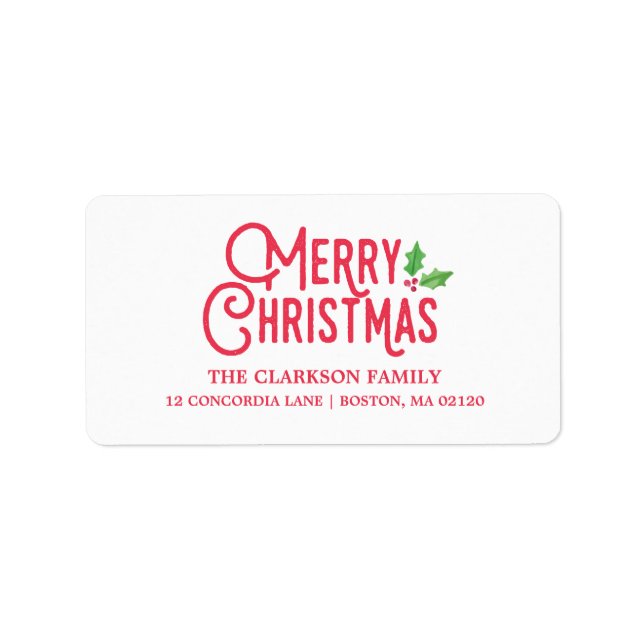 Retro Merry Christmas Address Label (Front)