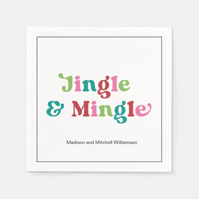 Retro Merry Christmas Bright Fun Holiday Christmas Napkins (Front)