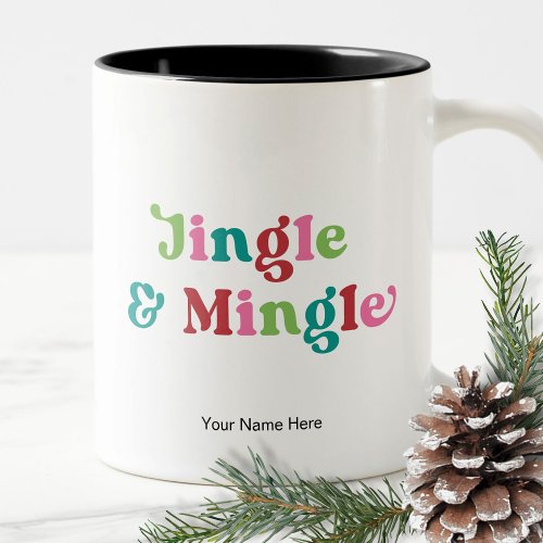 Retro Merry Christmas Bright Fun Holiday Christmas Two_Tone Coffee Mug