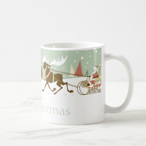 Retro Merry Christmas Cute Santa  Rein_Deer Coffee Mug