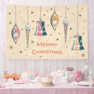 Retro Merry Christmas Decorations Winter Holidays  Banner