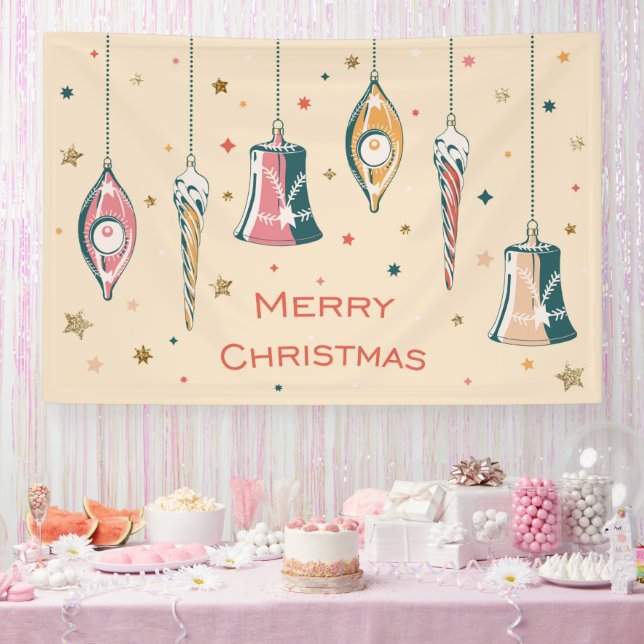 Retro Merry Christmas Decorations Winter Holidays  Banner (Party)