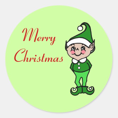 Retro Merry Christmas Elf Stickers