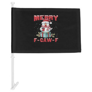 Retro Merry Christmas F-Caw-F Chicken Car Flag