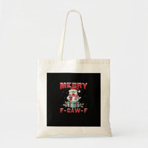 Retro Merry Christmas F-Caw-F Chicken Tote Bag