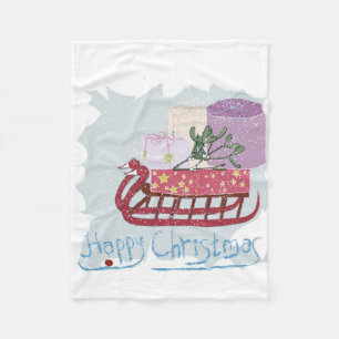 Retro . Merry Christmas! Fleece Blanket