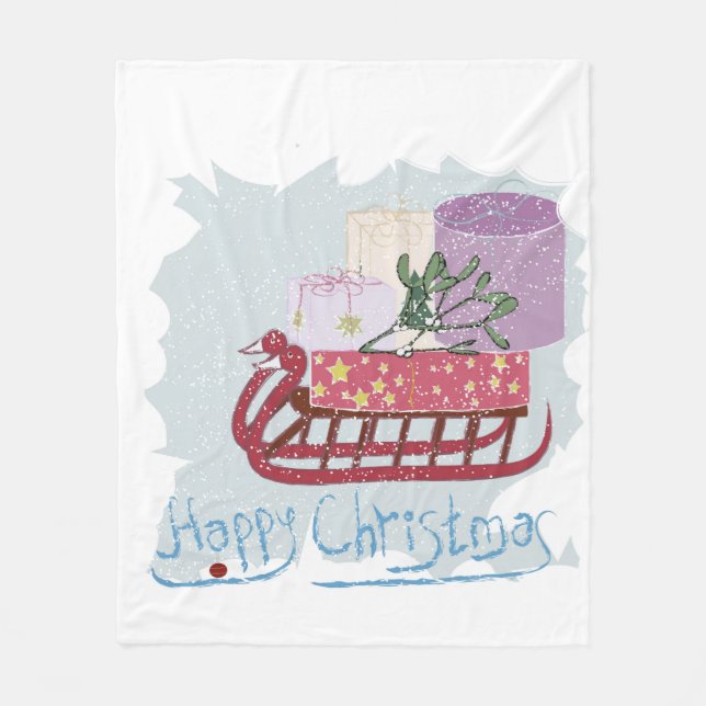 Retro . Merry Christmas! Fleece Blanket (Front)