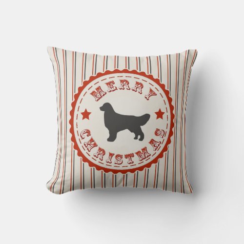 Retro Merry Christmas Golden Retriever Dog Throw Pillow