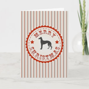 Retro Merry Christmas Greyhound Dog Holiday Card
