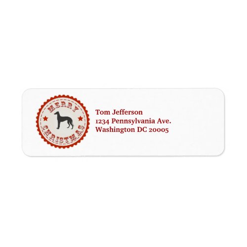 Retro Merry Christmas Greyhound Dog Personalized Label