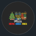Retro Merry Christmas Hanukkah Kwanzaa Happy Holid Classic Round Sticker<br><div class="desc">Retro Merry Christmas Hanukkah Kwanzaa Happy Holidays Family</div>