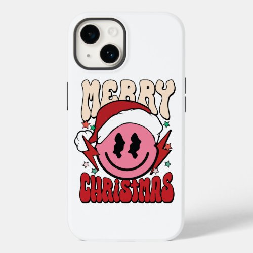 retro Merry Christmas happy face Case_Mate iPhone 14 Case