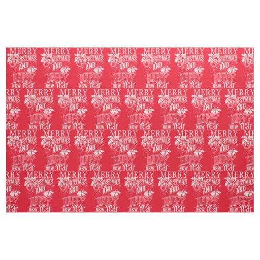 Retro Merry Christmas & Happy New Year Fabric