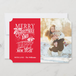 Retro Merry Christmas & Happy New Year Holiday Card