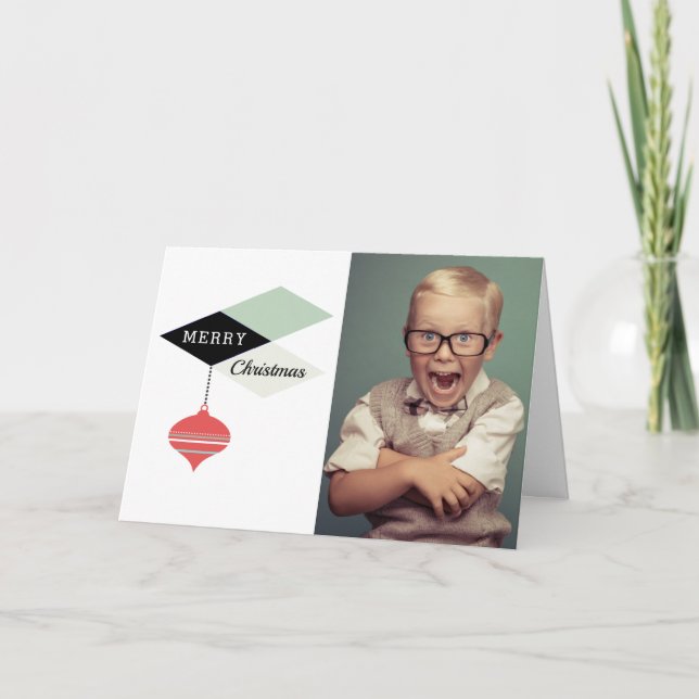 Retro Merry Christmas Holiday Photo (Front)