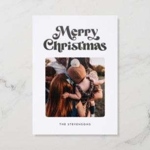 Retro Merry Christmas Letterpress Photo Cards