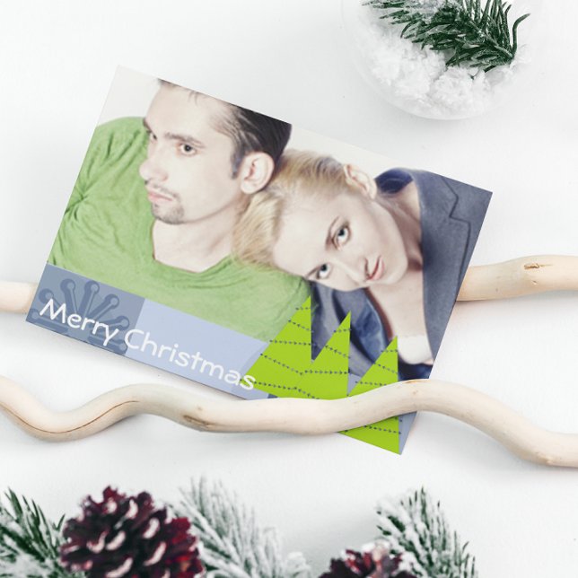 Retro Merry Christmas Lime Trees - Holiday Card (Creator Uploaded)