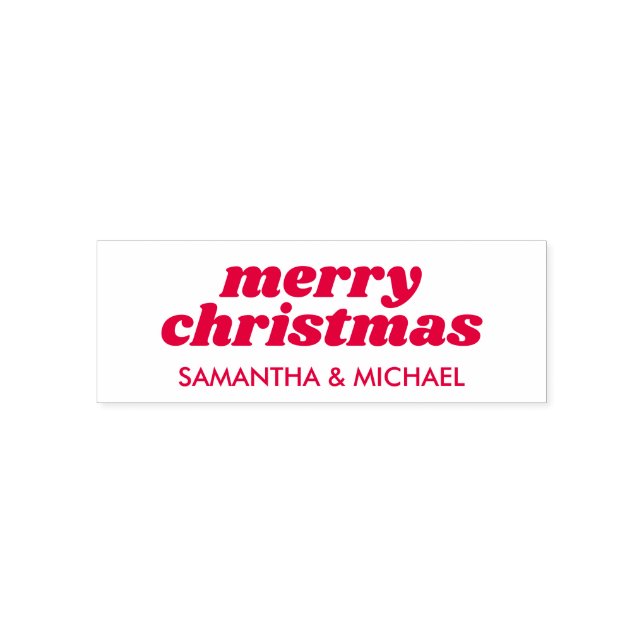 Retro merry Christmas name Self-inking Stamp (Design)